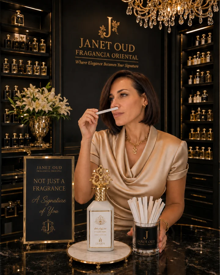 Janet testing a fragrance
